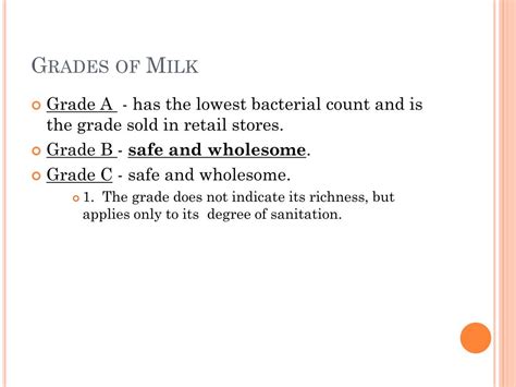 how many quality grades of milk are there
